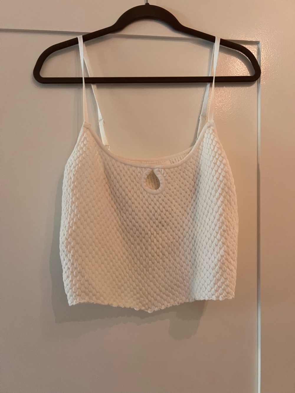Pacsun White Textured Cropped Tank Top
